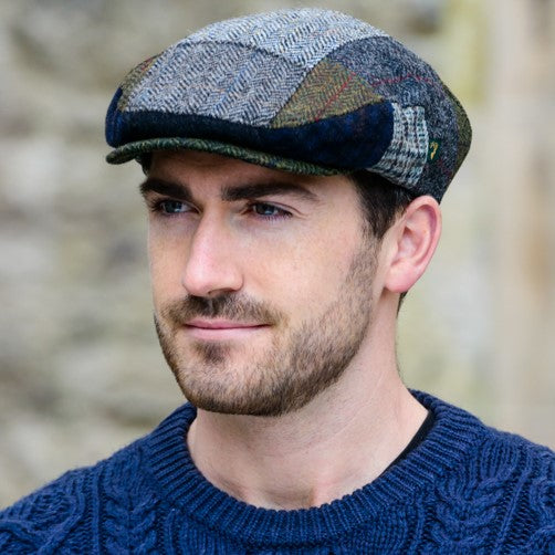 Irish Tweed Traditional Patch Flat Cap Tara Irish Clothing Free US