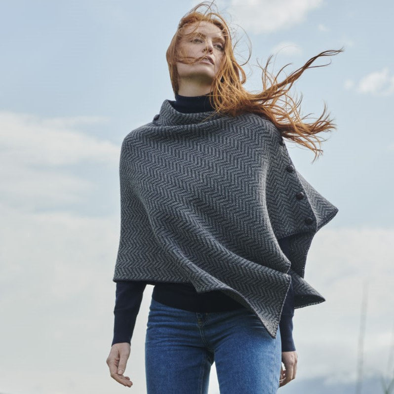 Wool Herringbone Irish Poncho