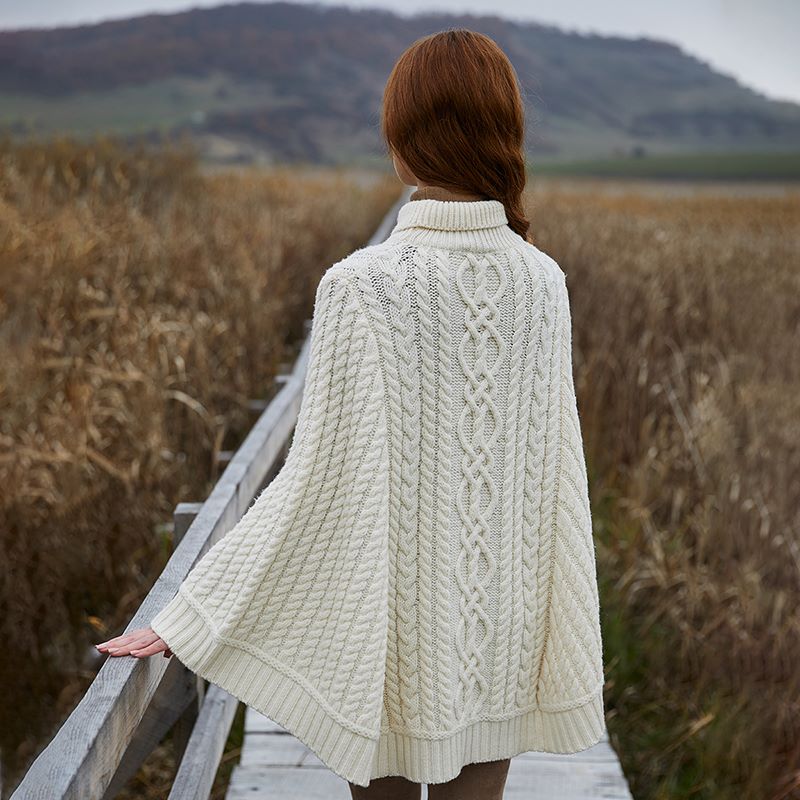 Cable knit turtleneck poncho best sale