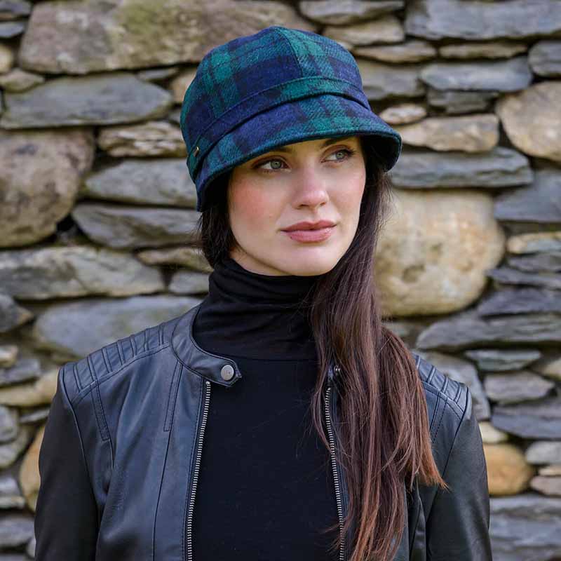 Irish Tweed Flapper Hat in Blue Plaid | Tara Irish Clothing | Free US ...